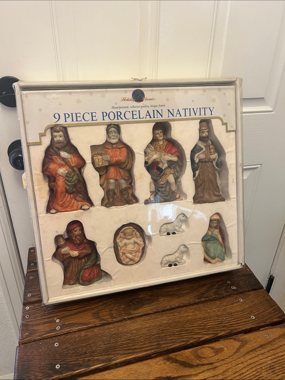 Porcelain Nativity Set - Multi-Color 9-Piece with original box hand painted